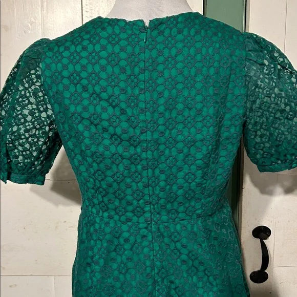 NWT Boden Midi Dress Fit-N-Flare Green Eyelet Lace Empire Waist - Picture 8 of 16